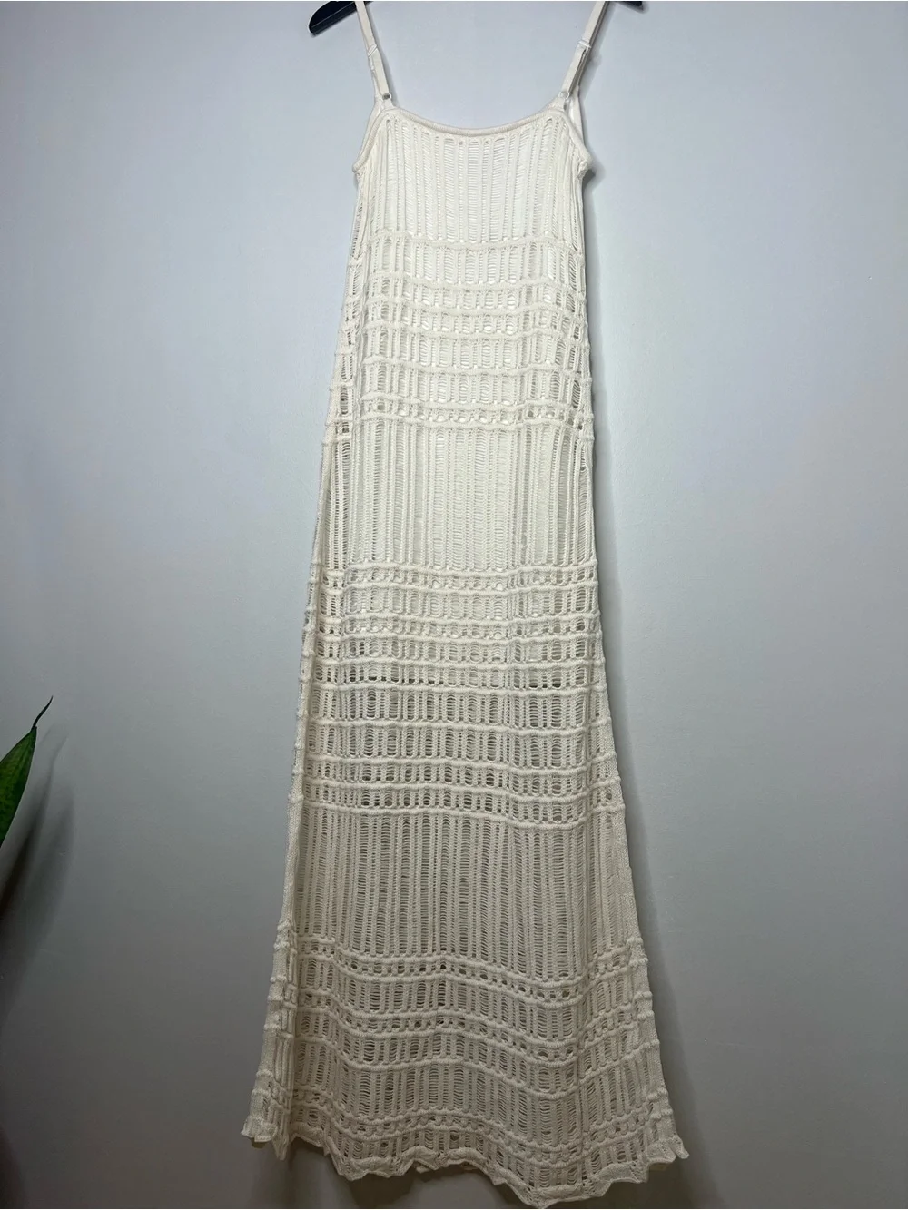 NWT Abercrombie & Fitch Ivory Crochet Knit Cotton Lined Maxi Dress Boho M Tall